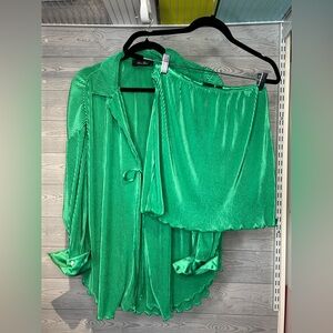 Anna Grace Emerald Pleated Ensemble